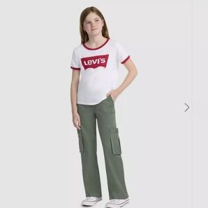 NWT Levi's Girls Wide Leg Cargo Pants Sea Spray 14 Regular